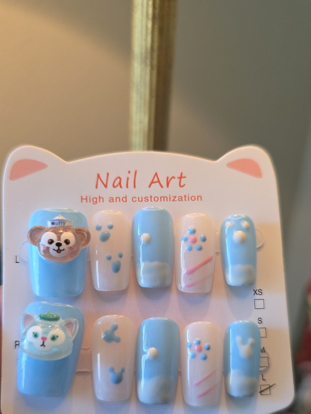 Cute Blue Cloud & Character Small  Nail Art Set Size Large